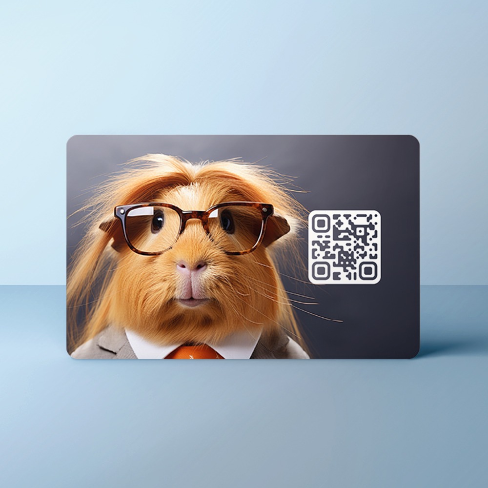 Visitekaart met NFC en QR-Code 16 Animals Cavia achter