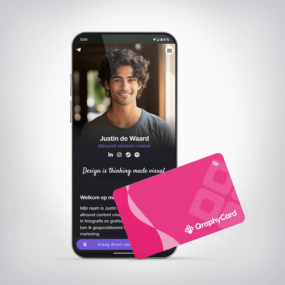 NFC Visitekaart<br>Magenta Swirl - Afbeelding 4