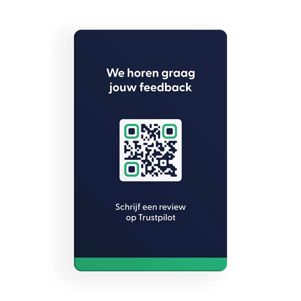 Trustpilot Reviewkaart met QR-Code en NFC